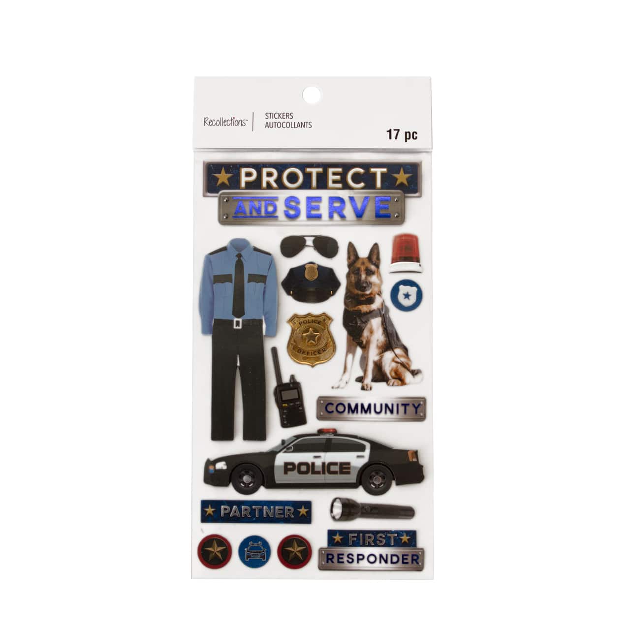 12 Pack: Police Dimensional Stickers by Recollections™
